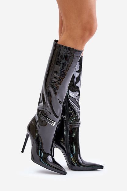 Stiletto shiny high boots