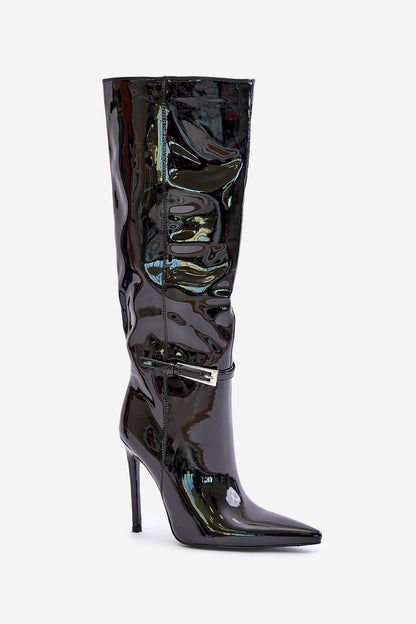 Stiletto shiny high boots