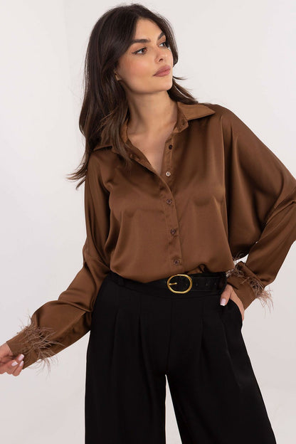 Feather trim blouse