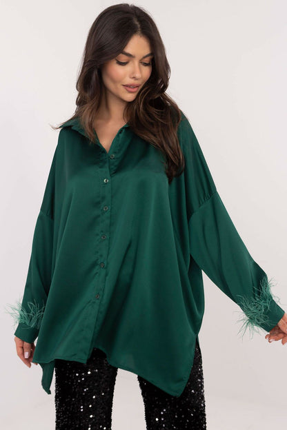 Feather trim blouse