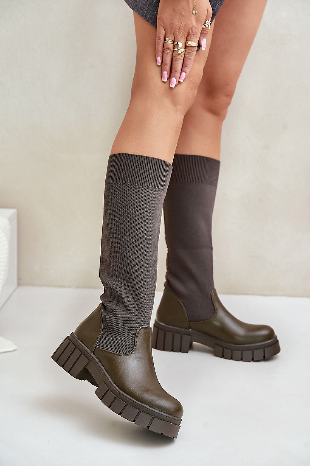 Chunky sock boots