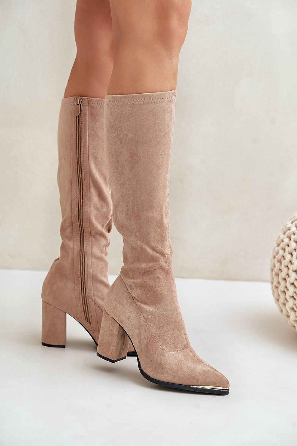 Suede pointed toe boots