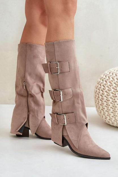 Hooded buckle boots