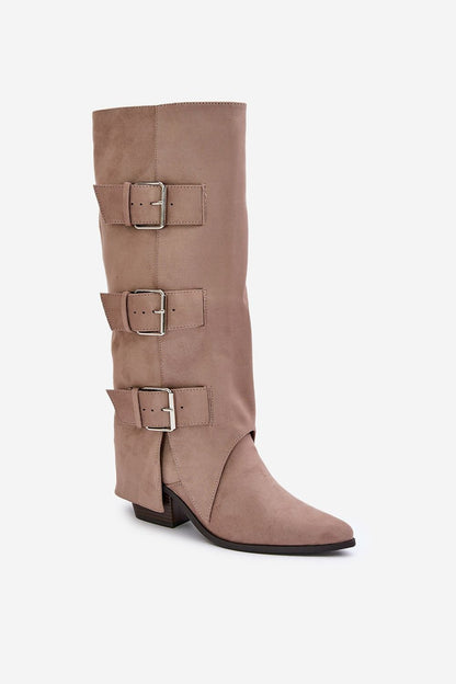 Hooded buckle boots