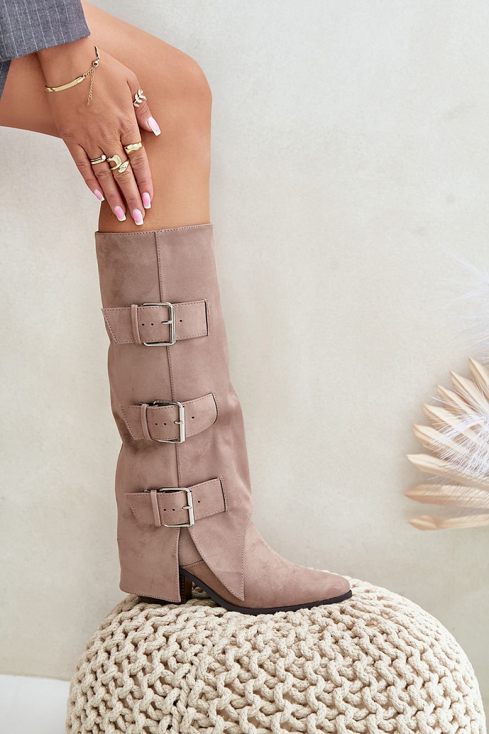 Hooded buckle boots