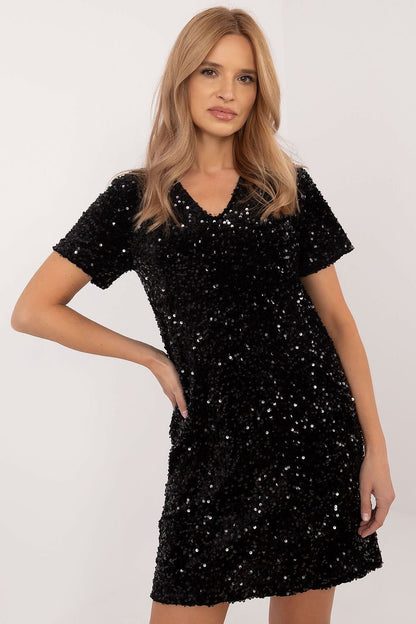 Short sequin shirt dress