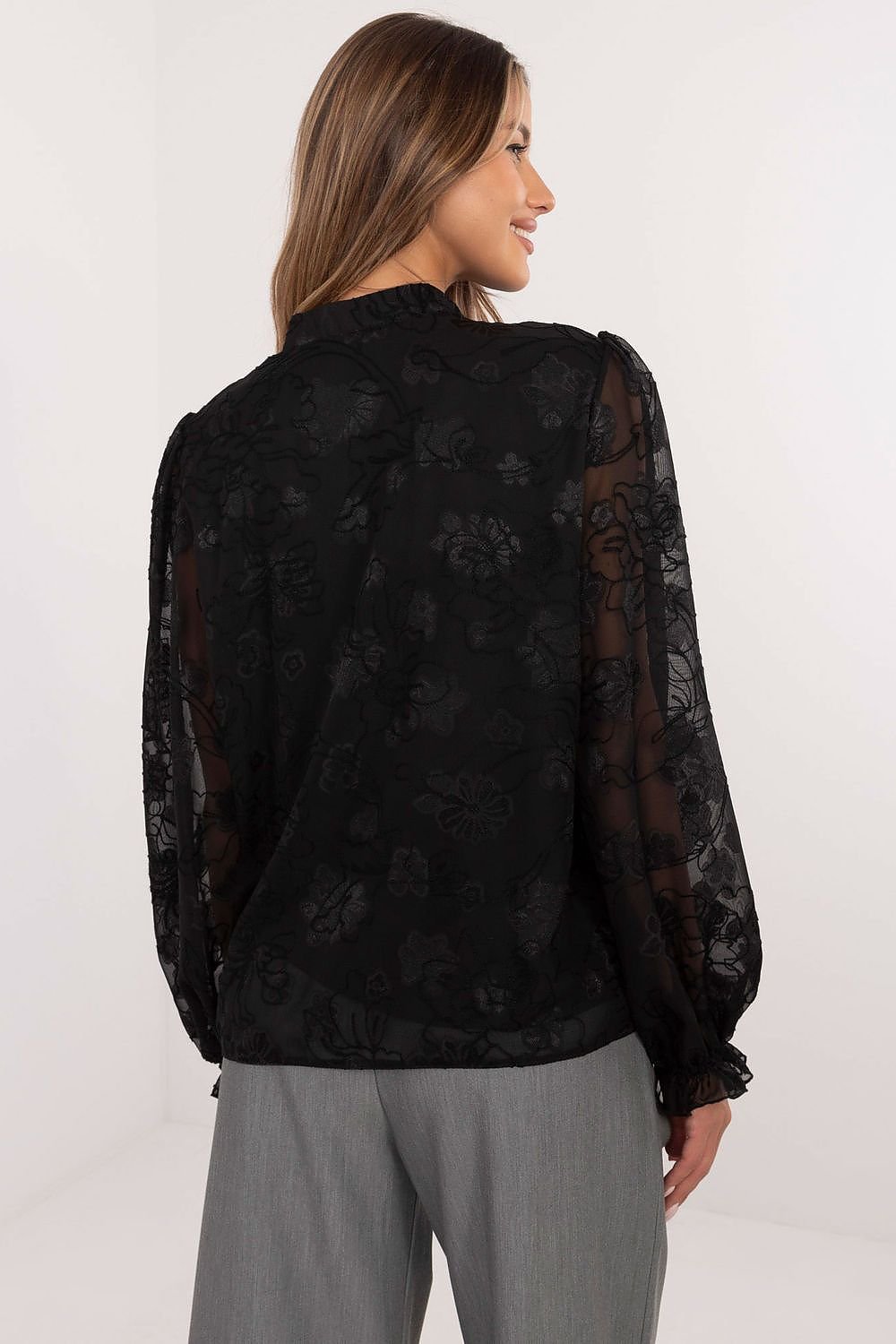 Embroidered buff sleeve top