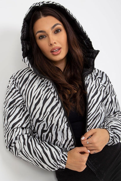 Zippered jacket extra short zebra