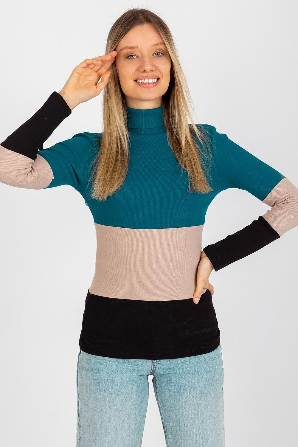 Colorblock turtleneck