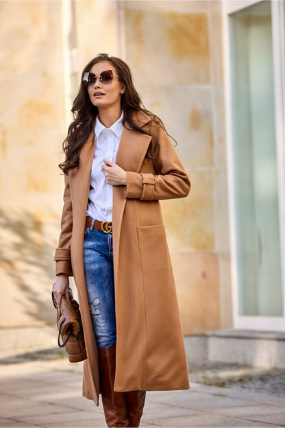 Long coat with belt