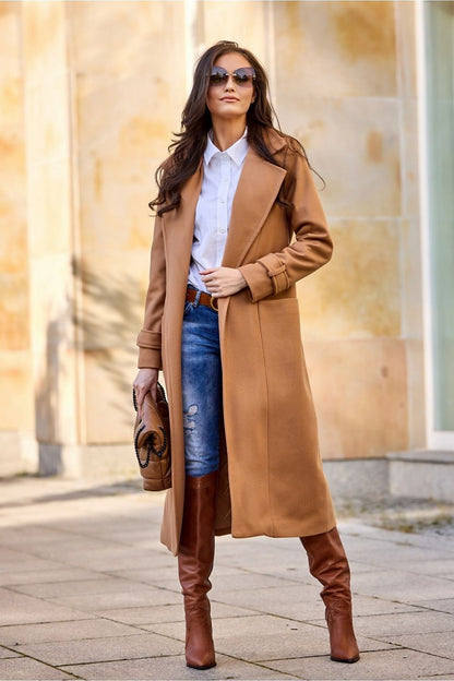 Long coat with belt