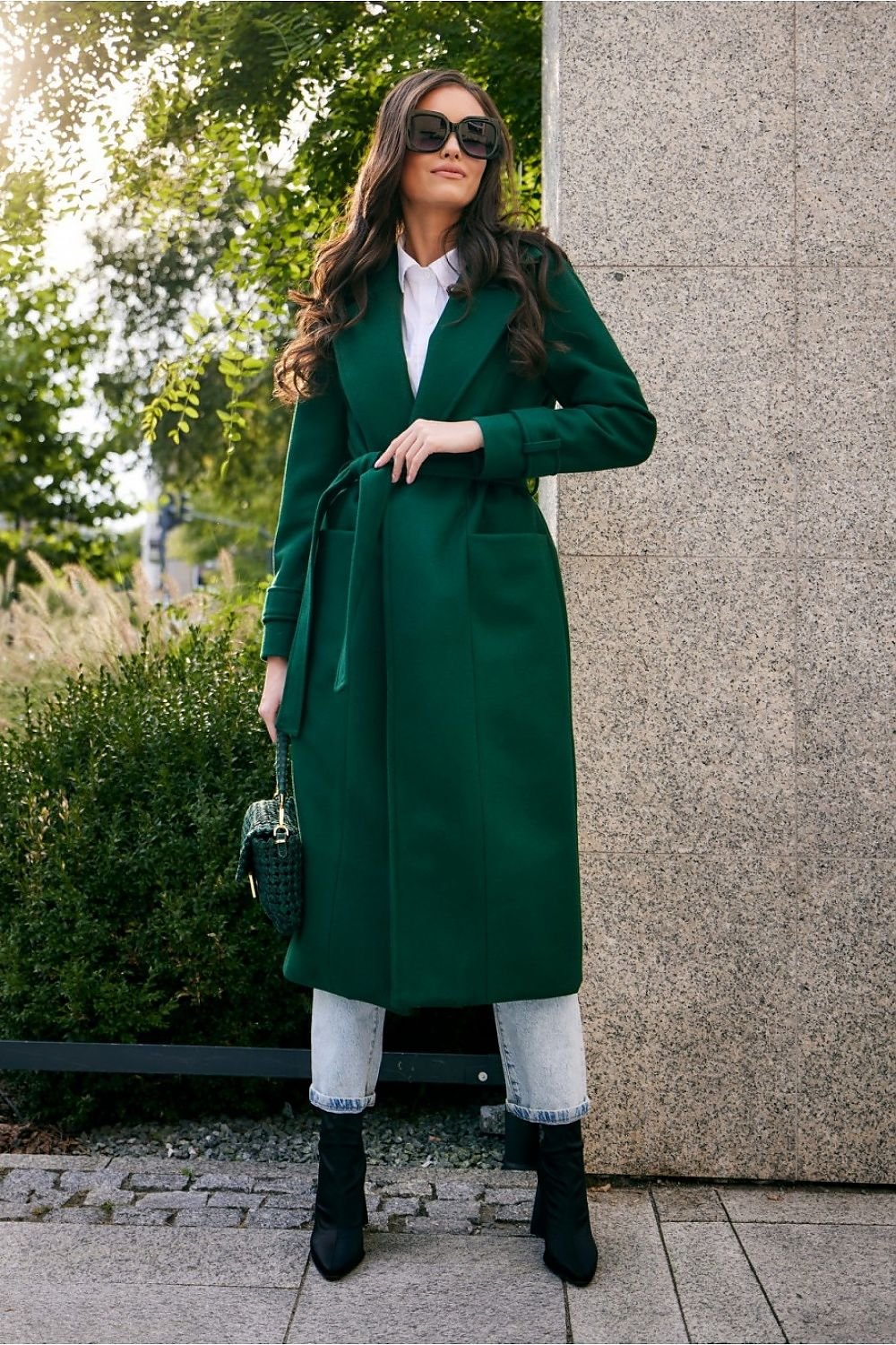 Long coat with belt