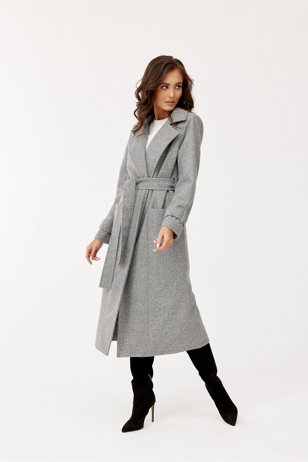 Long coat with belt