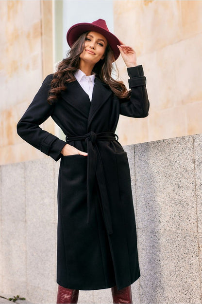 Long coat with belt