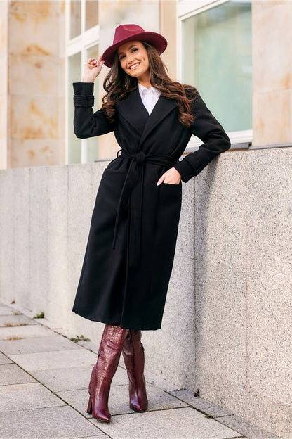 Long coat with belt