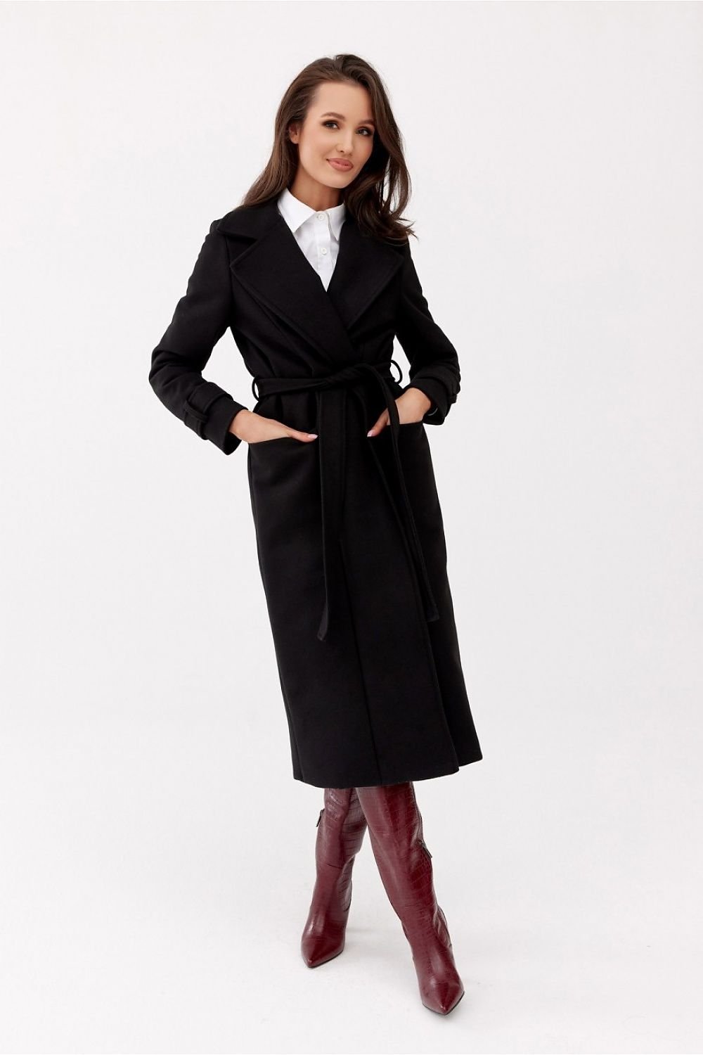 Long coat with belt