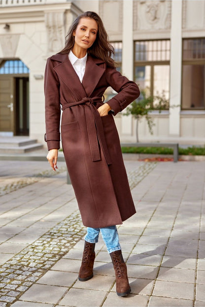 Long coat with belt