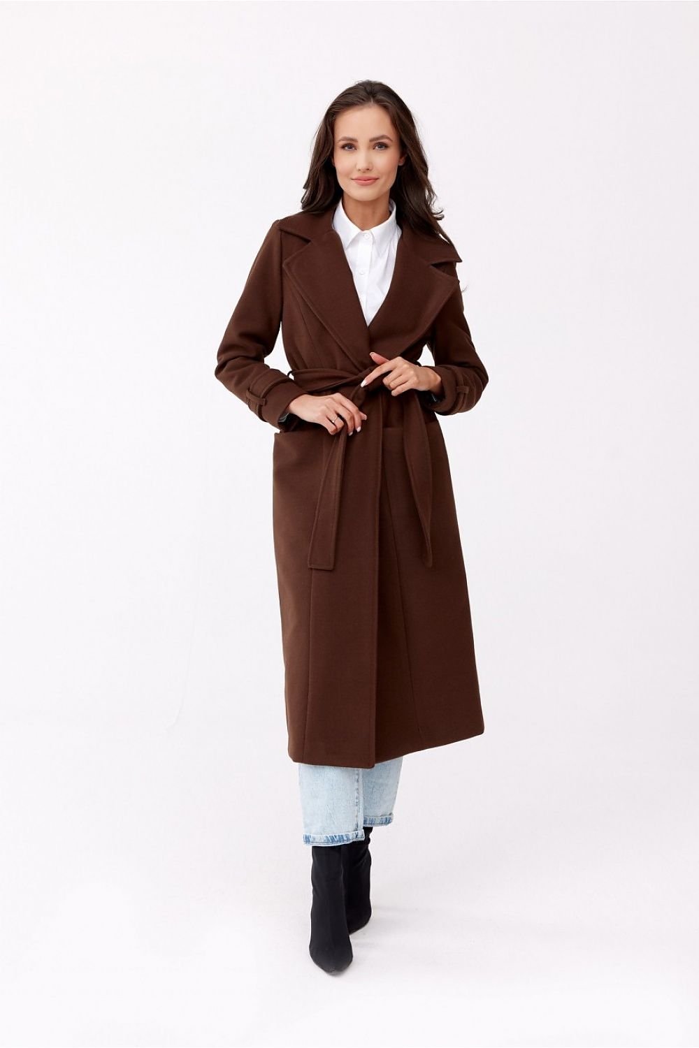 Long coat with belt